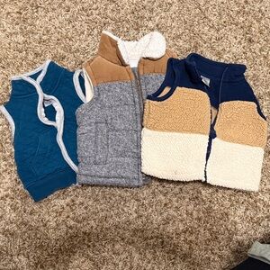 Infant Vests in Blue, Gray, and Tan